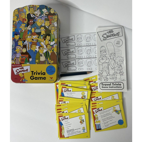 Simpsons Trivia Game TV Episode Small Tin by Cardinal Open Box Complete 2003 - Picture 6 of 10